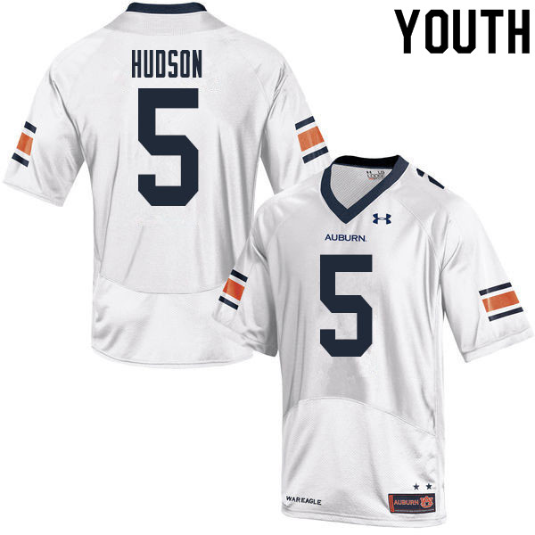 Auburn Tigers Youth Kobe Hudson #5 White Under Armour Stitched College 2020 NCAA Authentic Football Jersey FFO2574RW